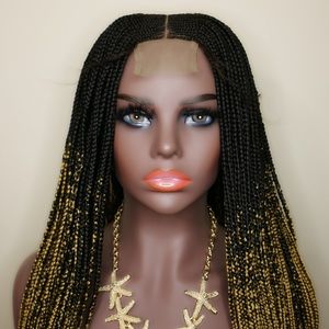 Customized Center Part Lace Closure Ombre Braided Wig with Baby Hairs